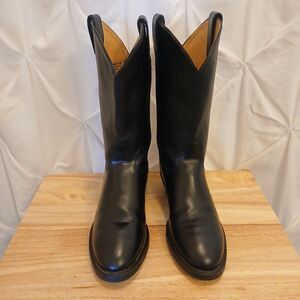 Justin Black Leather Western Cowboy Boots Men's 8E Style 3040 Made In USA